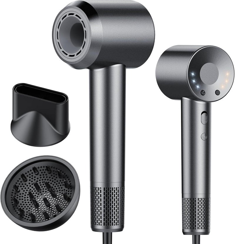 Hair Dryer, 160000 RPM Professional High Speed Ionic Blow Dryer Negative Ions & Heat-Control & 59dB Noise Hairdryer for Faster Drying All Hair Types, No Heat Damage